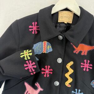 Double D Ranch Wear Black Jacket Applique Animals Folk Art Womens Size S